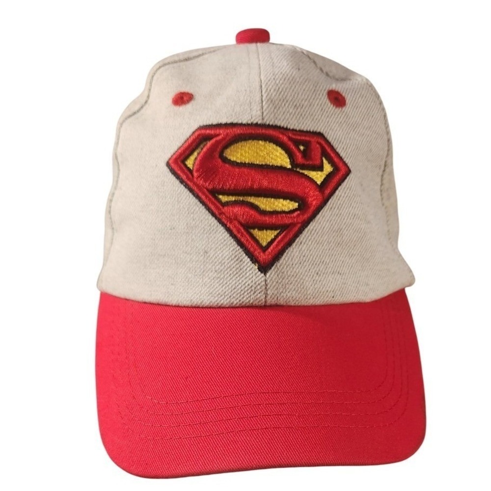 Superman Six Flags Hat Grey Red Embroidered Logo Baseball Cap Adjustable DC
